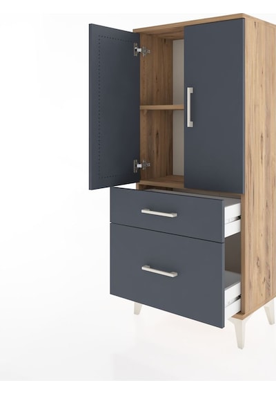 Hyperion Dolap 2 Raflı 2 Çekmeceli 2 Kapaklı 60x44x134 Çam-an... Çam