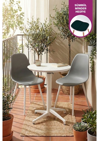 Vilinze Tilia Plastik Bahçe Balkon Bistro Seti Katlanır Masa 60 60 Cm Gri