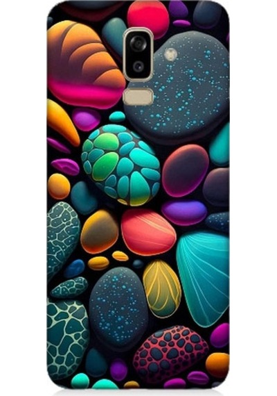 Samsung Galaxy J8 Uyumlu Artx Kırmızı Doğa Taşlar Desenli Silikon Kılıf