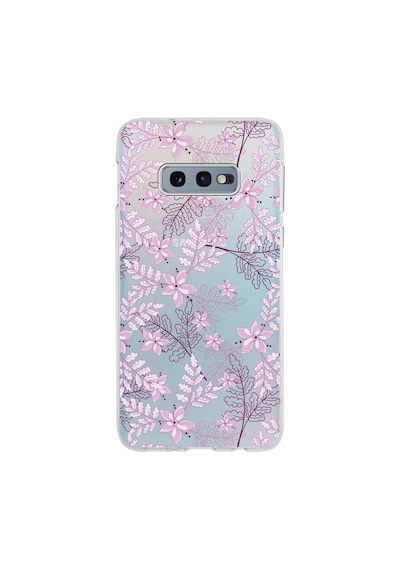 Samsung Galaxy Uyumlu S10e Kapak Floral Pudra Tasarımlı Şeffaf Silikon Kılıf