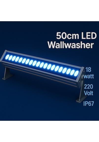50cm 18w Led Wallwasher Mavi Dış Cephe, Minare, Bahçe Aydınlatma Iç-dış Kullanım Ip65 Mavi