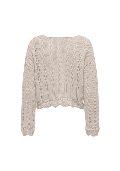 Only Kadın Regular Fit V Yaka Bej Örme Kazak - 15339529 Bej