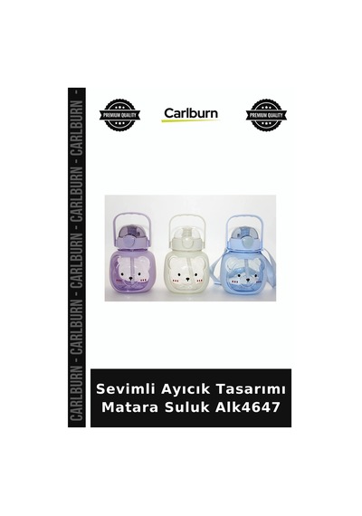 Sevimli Ayıcık Tasarımı Matara Suluk Renkli Şişe İçecek Şişesi Okul Matarası Çok Renkli