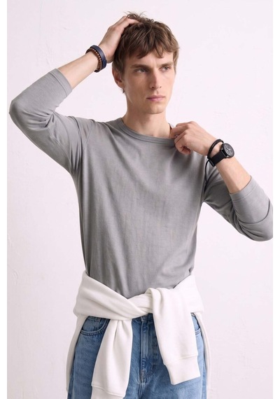 Barrels And Oıl Erkek Bisiklet Yaka İnce Sweatshirt 5074 - Açık Haki Açık Haki