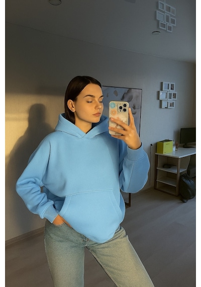 Benroma 3 İplik Penye Kadın Düz Renk Sweatshırt Çok Renkli