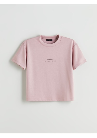 Lcw Comfort Pembe Baskılı Soft Touch Kadın Tişört