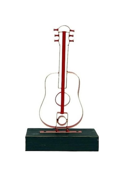 Obje Gitar Ahşap Standlı Biblo Dekoratif Ev Ofis Hediyelik
