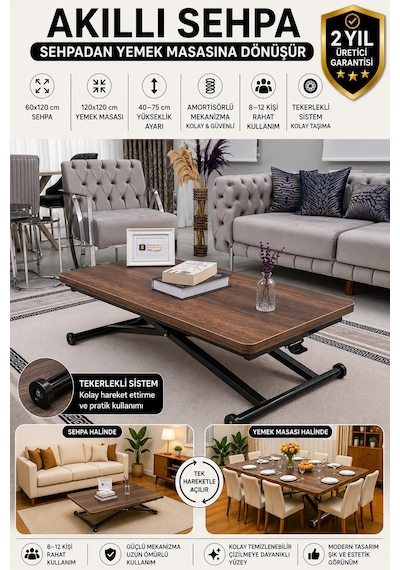 Home Üst Tabla Mdf Barok Ceviz Oval Köşe Alt Ayak Siyah