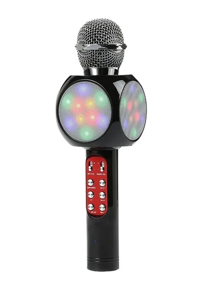Karaoke Mikrofon , Bluetooth Özellikli Çocuk Mikrofonu Karaoke Işıklı Mikrofon 1816 Siyah Siyah