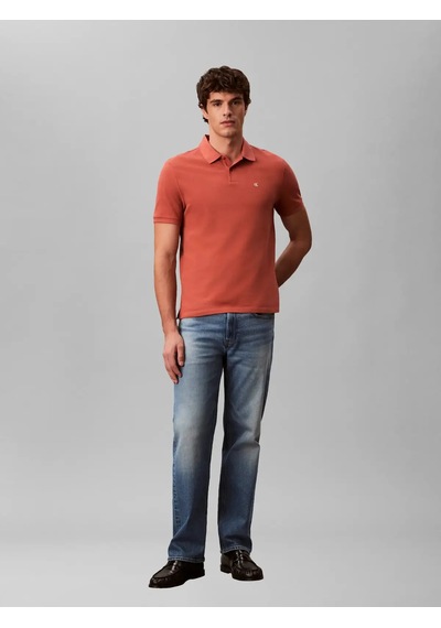 Calvin Klein Ss Monogram Pıque Po, 0kl Turuncu Erkek Polo T-shirt