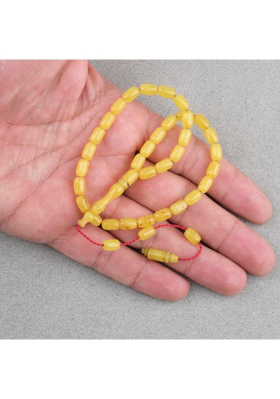 Sıkma Kehribar Kapsül Kesim Sistemli Bilek Boy 5x8mm Tesbih Sarı