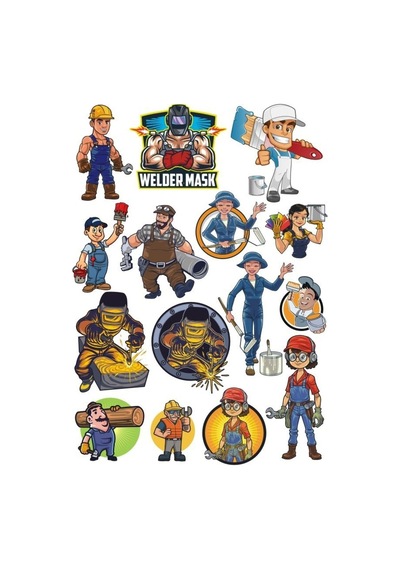 İşçi Sticker Set-2 15 Parça Telefon, Tablet, Defter, Laptop Sticker