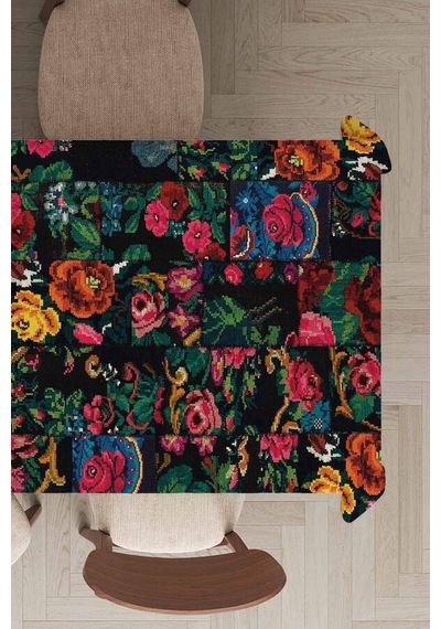 Çok Renkli Patchwork Dokuma Leke Tutmaz Masa Örtüsü Mso290n11