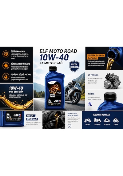 Elf Moto 4 Road 10w-40 Motosiklet Yağı 12x1l Sentetik