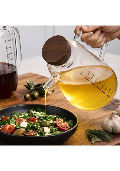 Porsima Lm-0109 Livra Kapaklı Borosilikat Cam Yağlık Sirkelik Yağdanlık 1000ml Şeffaf