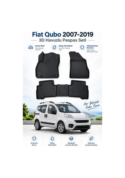 Fiat Qubo 2011 Karbon Desenli Premium 3d Havuzlu Oto Paspas