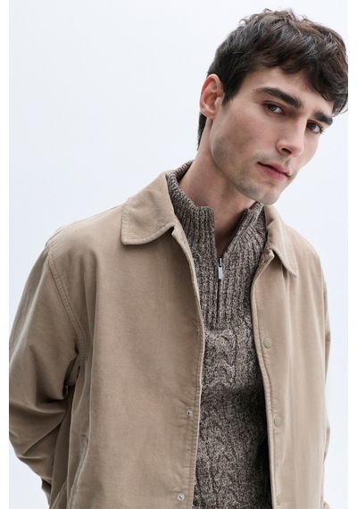 Mudo Erkek Erkek Vizon Rengi Regular Fit Kadife Dokulu Bomber Ceket 1264472