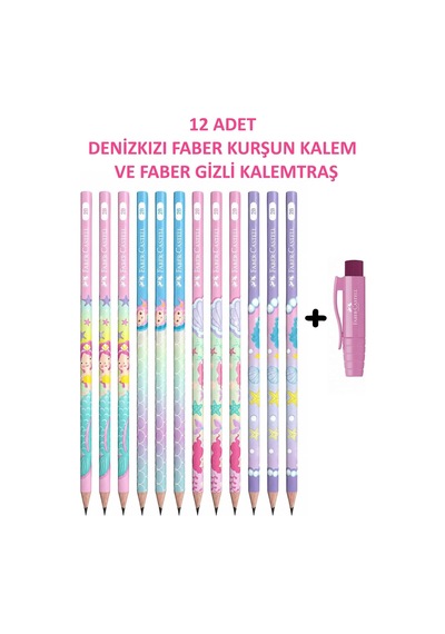 Lexroo Denizkızı Kurşun Kalem 12'li Set 2b Ve Gizli Kalemtraş Çok Renkli