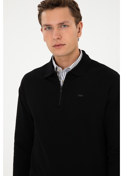 U.S. Polo Assn. Erkek Comfort Fit Yarım Fermuarlı Siyah Sweatshirt 50316484-VR046 U.S. Polo Assn. Erkek Comfort Fit Yarım Fermuarlı Siyah Sweatshirt 50316484-VR046