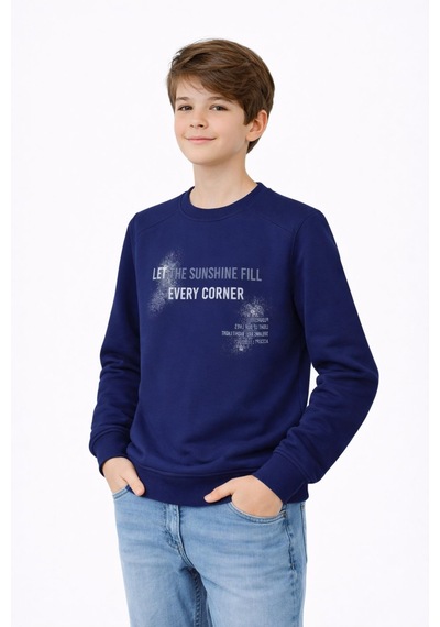 Baglan Erkek Çocuk Önü Arkası Baskılı Sweatshirt Bgl-st05231 Lacivert