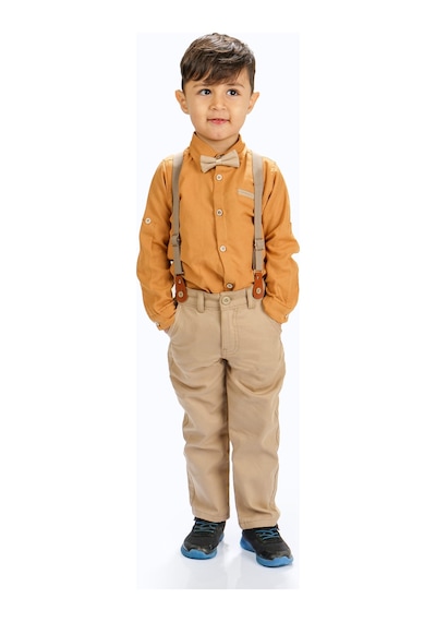 Mnk Baby & Kids Oxford Gömlek Uzun Pantolon Erkek Çocuk Takımı Hardal