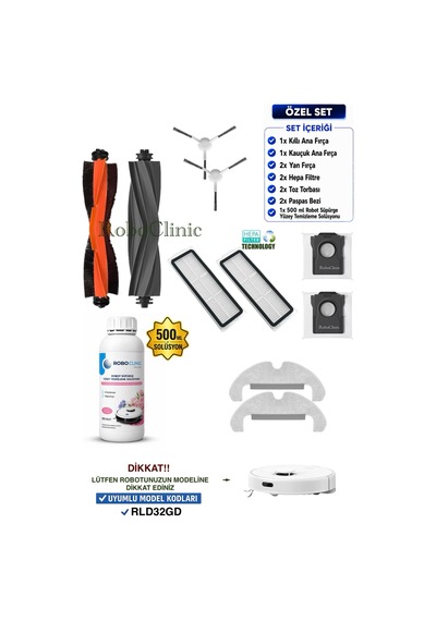 Dreame D10 Plus Gen 2 Rld32gd Robot Süpürge Uyumlu Fırça, Filtre, Mop, Toz Torbası, Deterjan Özel Yedek Parça Aksesuar Seti