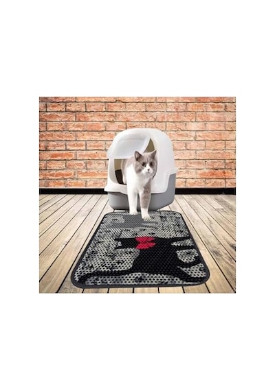 Kedi Tuvalet Önü Elekli Paspas, 80x60 Cm, Gri