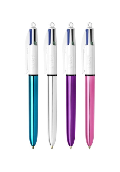4 Colours 3'lü Tükenmez Kalem Seti Kırmızı - Mavi - Pembe Karışık Çok Renkli
