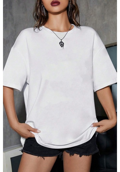 Flood Of Style Unisex Butterfly Baskılı T-shirt Beyaz