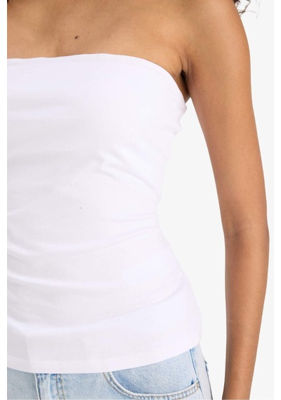 DeFacto Slim Fit Dar Kesim Straplez Beyaz Bluz F4425AX25SMWT79