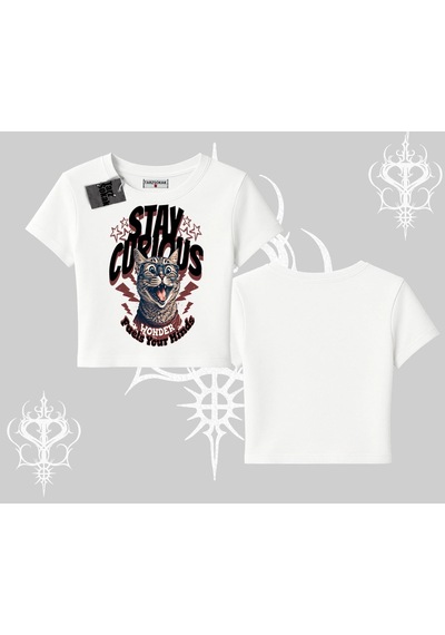 Startmore Startmore Stay Curious Kedi Baskılı Babby Tee Tshirt Beyaz