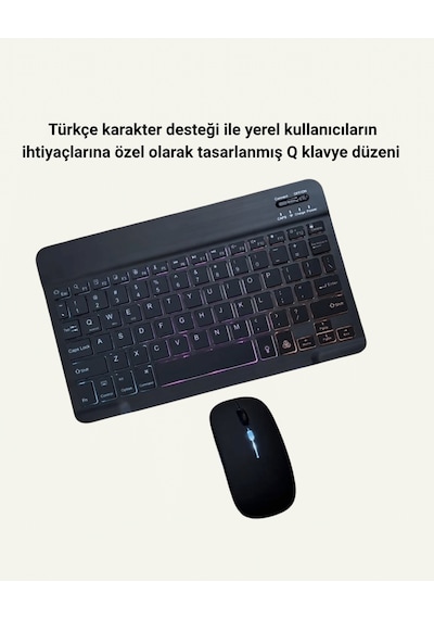 Türkçe Q Klavye Düzenli Rgb Kablosuz Klavye Mouse Set Optik