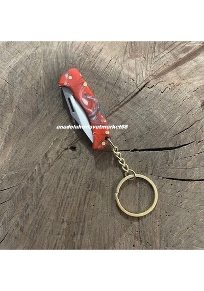 Dmr 4116 Çelik Anahtarlık Çakı Mini Çakı Mini Cep Çakısı El Yapımı Çakı 6cm 1 Adet Kırmızı - Mavi