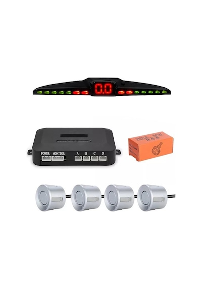 Renkli Dijital Ekranlı Araç Park Sensörü Sesli 22mm Gümüş Ps03