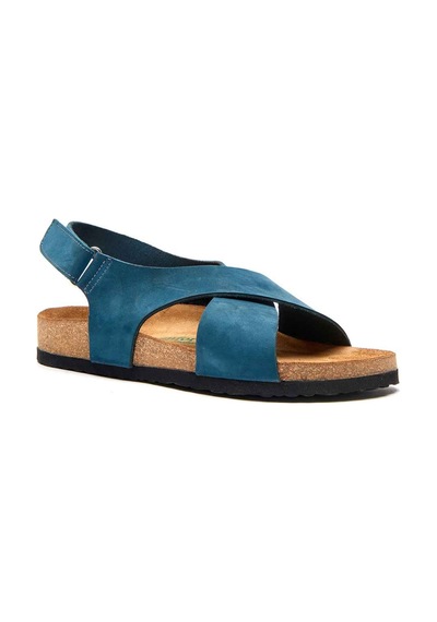 Comfortfusse Fayette - Erkek Ortopedik Hakiki Deri Sandalet Lacivert Nubuk Deri