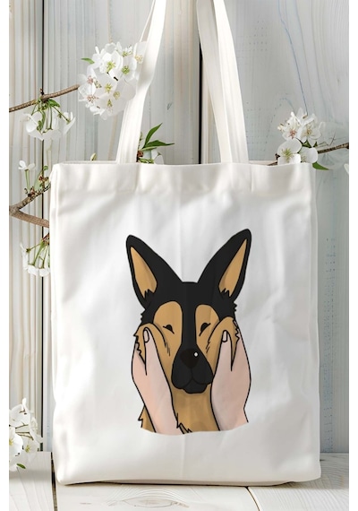 Art Hediye German Shepherd Köpek Baskılı Omuz Çanta Kişiye Özel Model 13 Çok Renkli