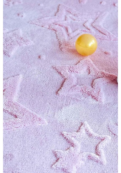 Stary Premium Puffy Peluş Kendinden Desenli Yıldızlı Kaymaz Taban Çocuk Halısı Oyun Halısı,pembe 160 X 200 Diğer