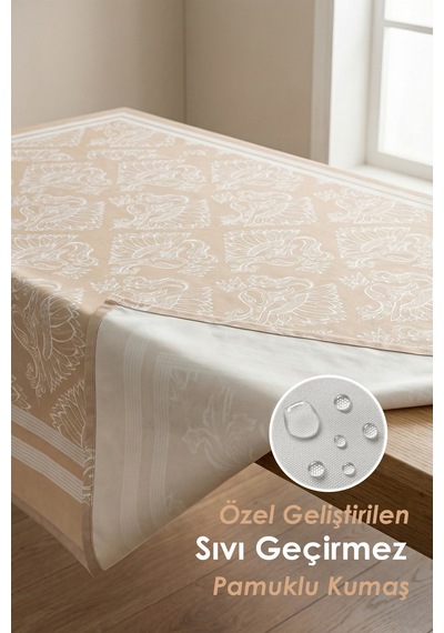 Dekoratif Baskılı Mutfak Salon Masa Örtüsü 150x150 cm Sıvı Geçirmez Ev Sunum Sofra Örtüsü Paisley