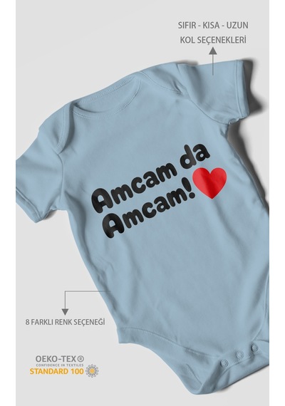 Morivokids Amcam Da Amcam Kısa Kollu Bebek Body %100 Pamuk Bebe Mavisi