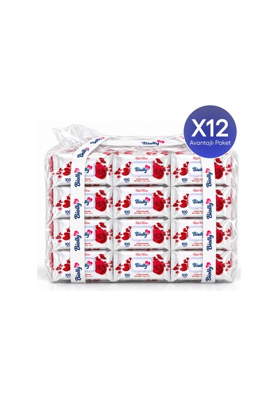 Biolly Red Rose Islak Mendil 100 Yaprak 12'li Paket 12'li Set