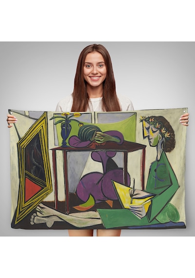 Pablo Picasso - İç Mekanda Bir Kız Çizimi Duvar Örtüsü-7081