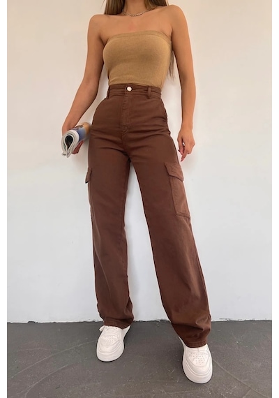 Lavajeans Ramsey Kadın Kahverengi Solmaz Likralı Arka Cepsiz Model Kargo Lavajeans Pantolon Kahverengi1 Kahverengi