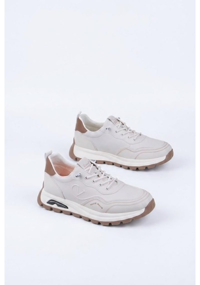 Pepita E350 Rahat Hafif Lastik Bağcıklı Özel Tasarım Spor Sneaker Erkek Ayakkabı Bej