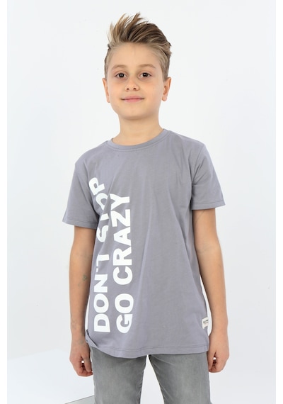Toontoy Kids Toontoy Erkek Çocuk Dont Stop Go Crazy Baskılı Tişört Gri