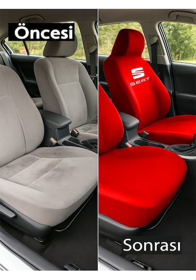 Estetik Detaylarla Hazirlanan Seat Leon İle Uyumlu Oto Koltuk Kilifi İle Farkinizi Gosterin Kırmızı