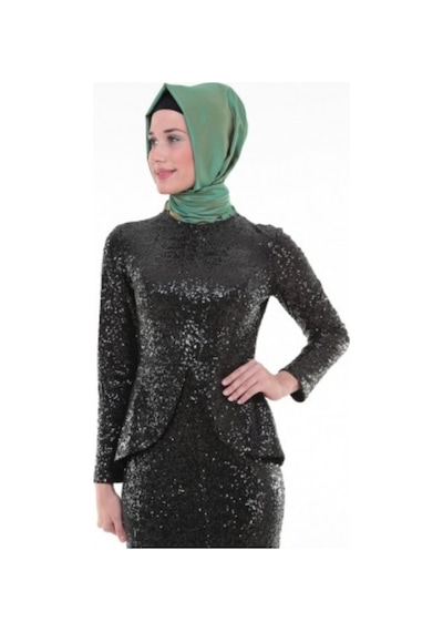 Nidya Moda Büyük Beden Elbise-4047S Siyah