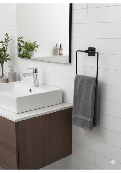 Yapışkanlı Siyah Kare Havluluk Banyo Mutfak Havlu Askılık Siyah Diğer