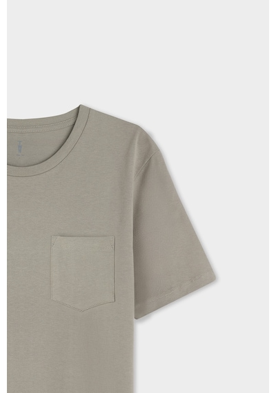 Twn Slim Fit Vizon Düz %100 Pamuklu T-shirt 4ec1400111252 V01