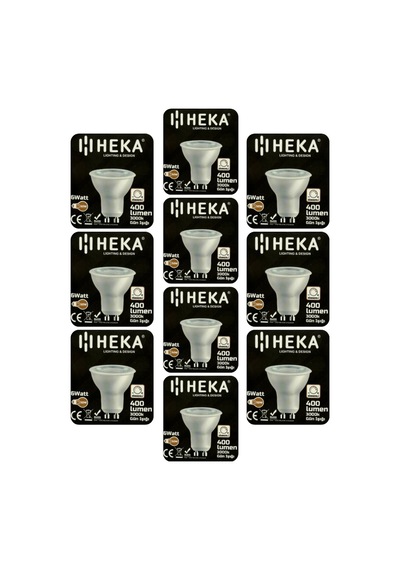 10 Adet Heka 6w 50w 3000k Sarı Işık Gu10 Duylu Dim Edilebilir Led Spot Ampul Heka