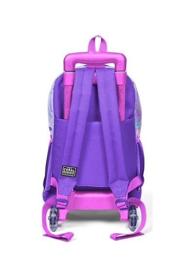 Coral High Kids Pembe Mor Fashion Girl Desenli Üç Bölmeli Çekçekli Okul Sırt Çantası 23955